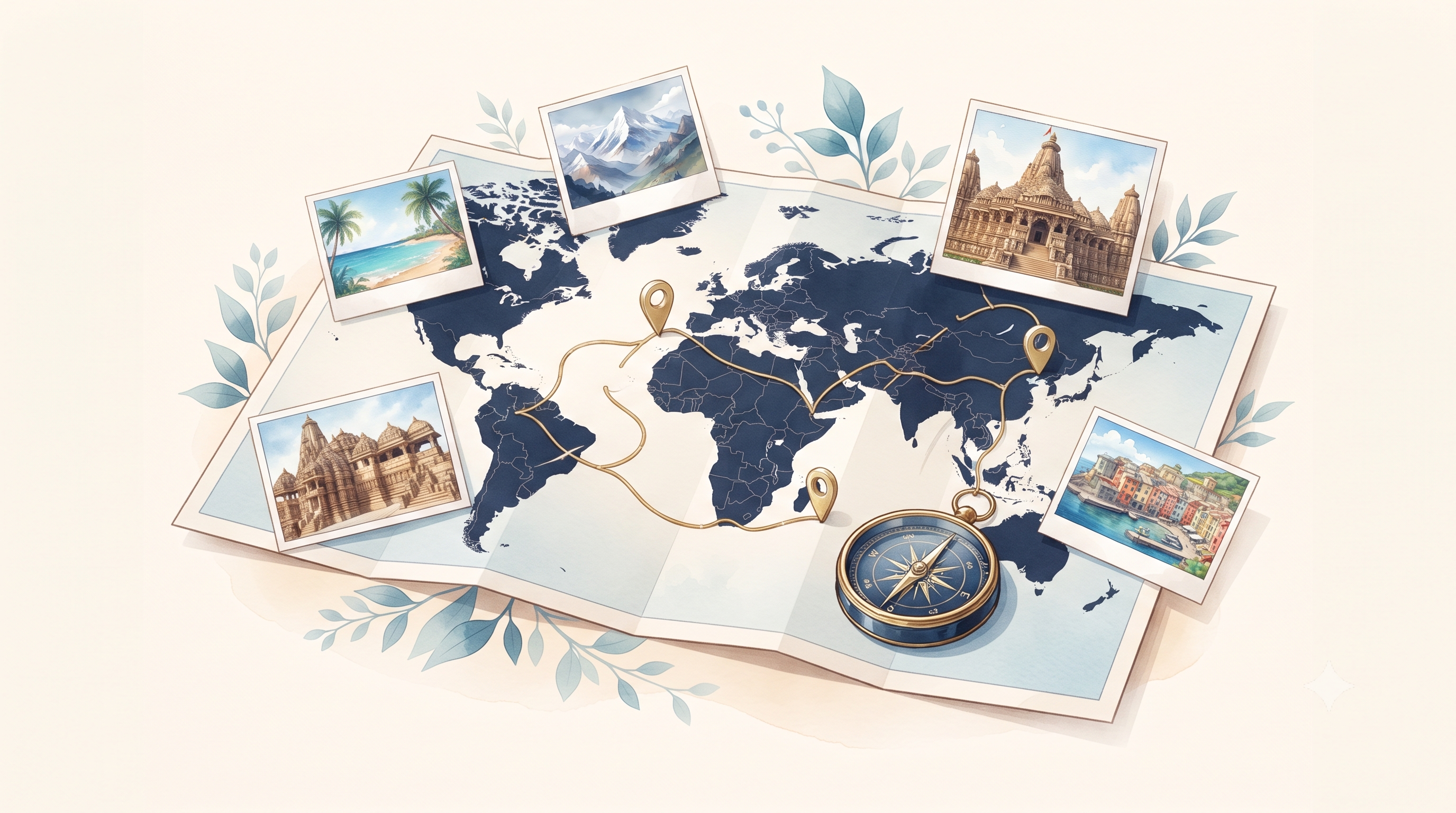 Personalized Journeys — Map, Compass, and Destination Photos